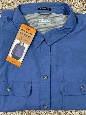 Eddie Bauer Women's Mountain Ripstop Long Sleeve Shirt Blue, Size XXL (New)